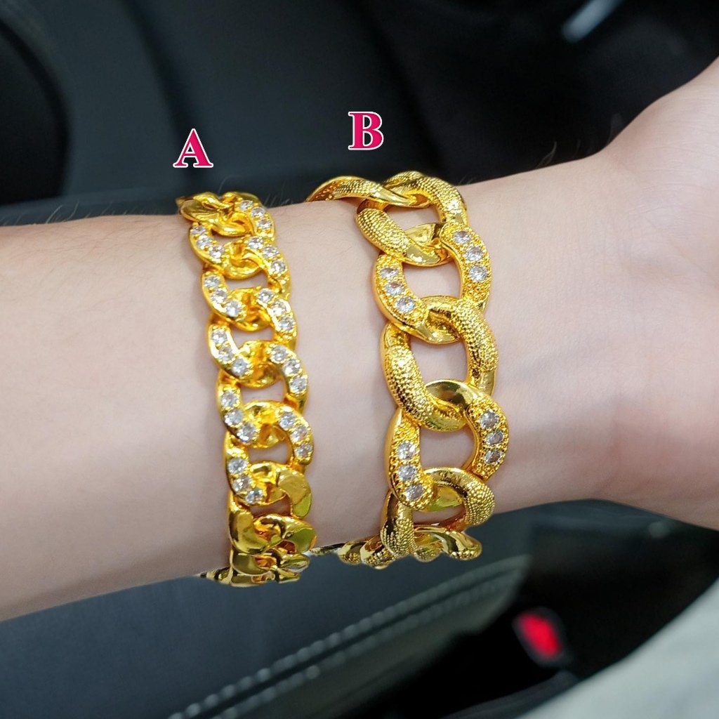 gelang rantai emas kuning 24k besar dubai makassar mewah cantik berkilau