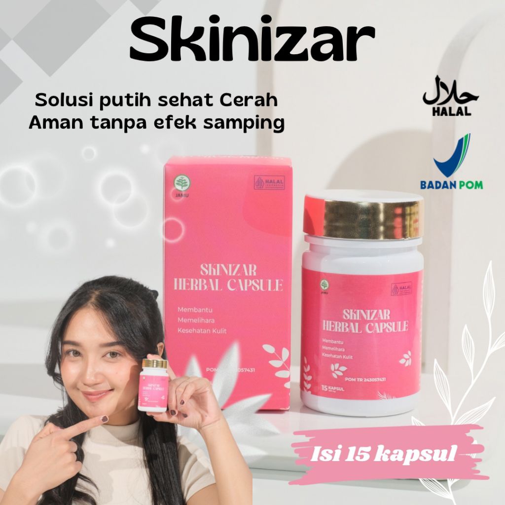 SKINIZAR HERBAL CAPSULE ISI 15 Kapsul - PEMUTIH BADAN HALAL DAN BPOM