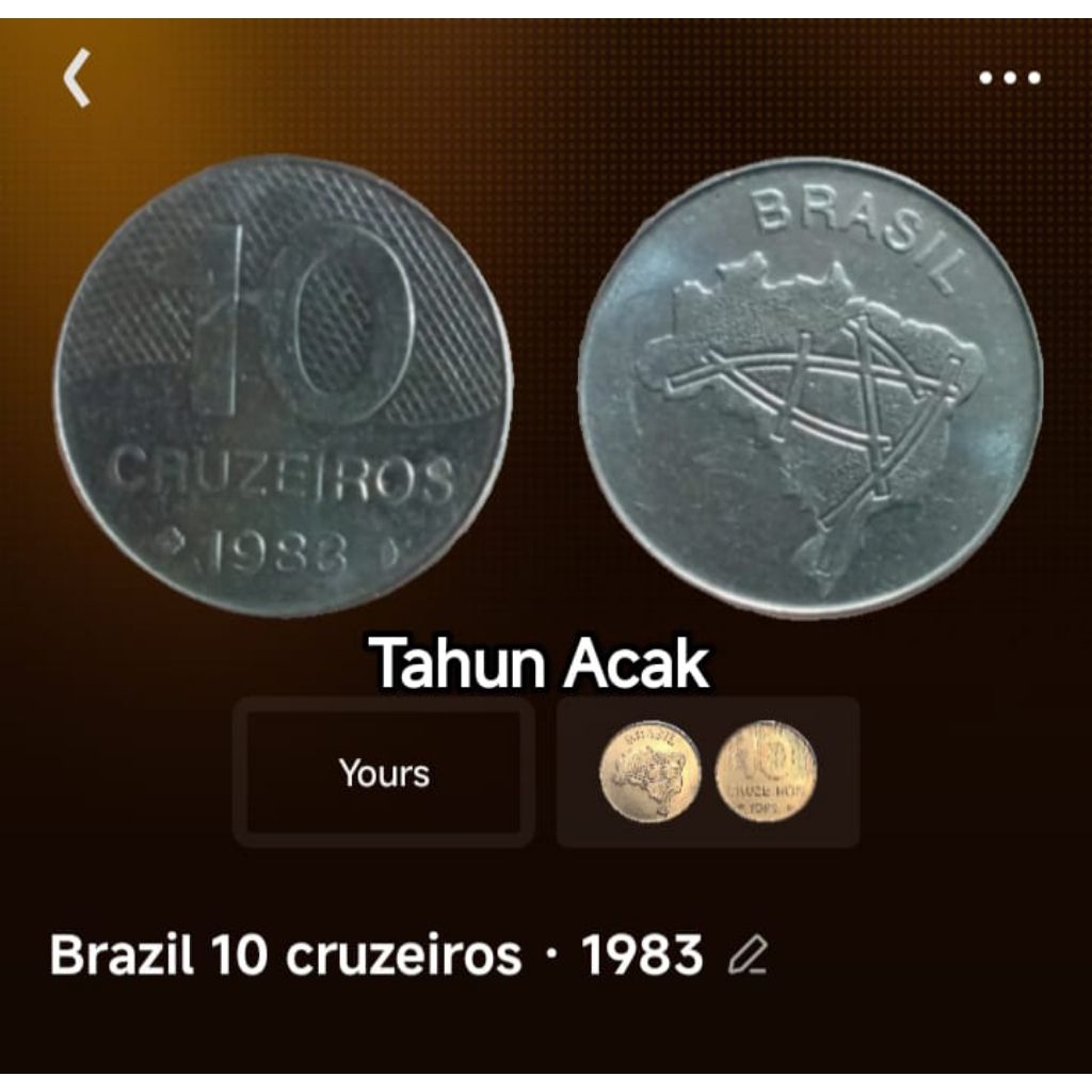 MC-101 Koin 10 Cruzeiros Brazil 1981-1990 Koleksi Uang Logam Coin Kuno Jadul Antik Langka Asing Luar