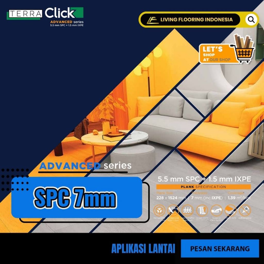 Lantai SPC Terra Floor 7mm | Lantai SPC Motif Kayu