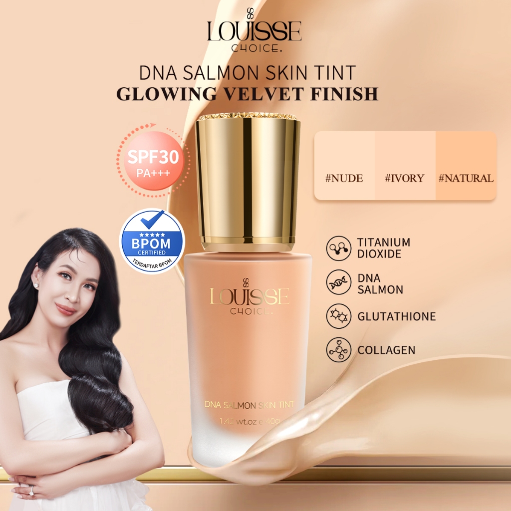 [VO] LOUISSE CHOICE DNA SALMON SKIN TINT SPF 30 PA+++ Foundation Cream Beauty Full Coverage Up To 24