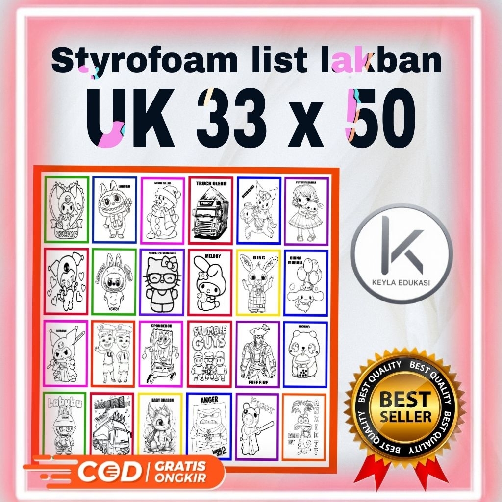 paket 100 pcs Styrofoam lukis jumbo list lakban