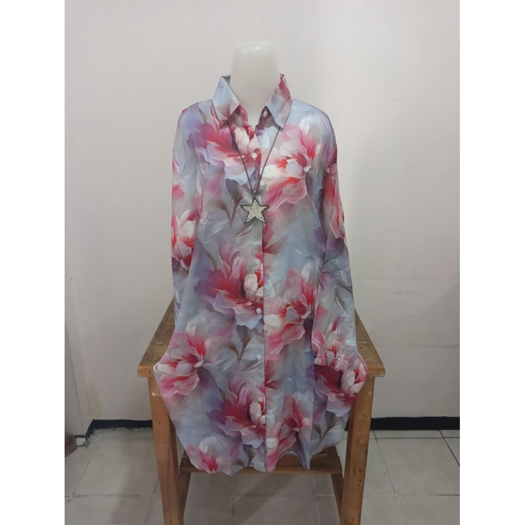 TUNIK WANITA MOTIF BUNGA KATUN RAYON T1627