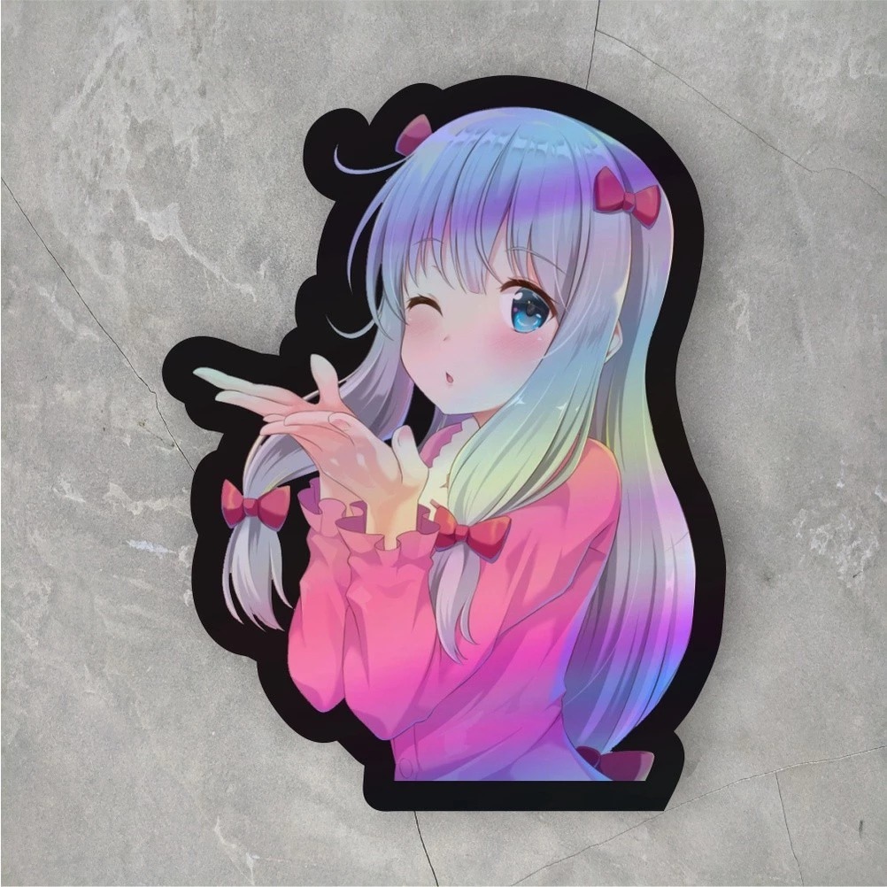 Sticker Hologram Anime | Sticker Anime Cutting untuk Case Hp & Laptop ukuran +- 7 cm