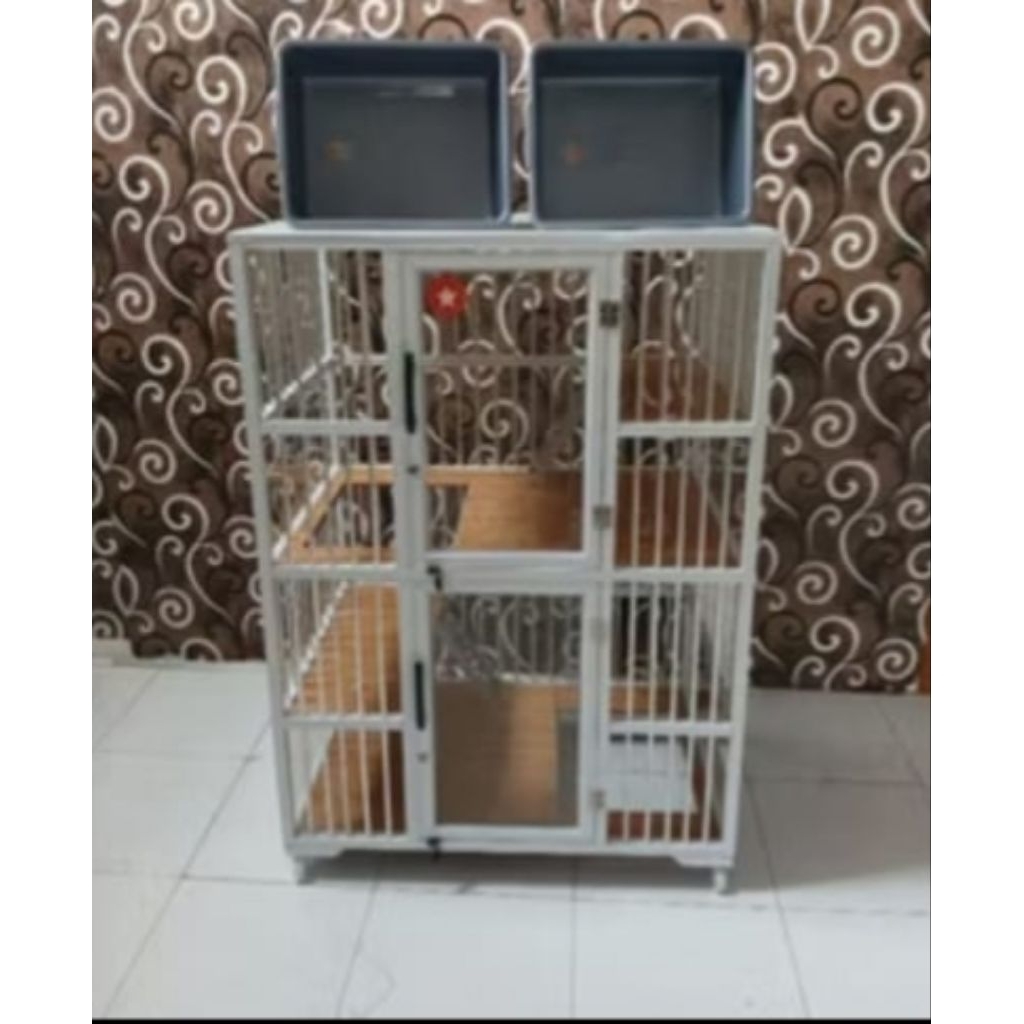 kandang kucing alumunium 2kamar