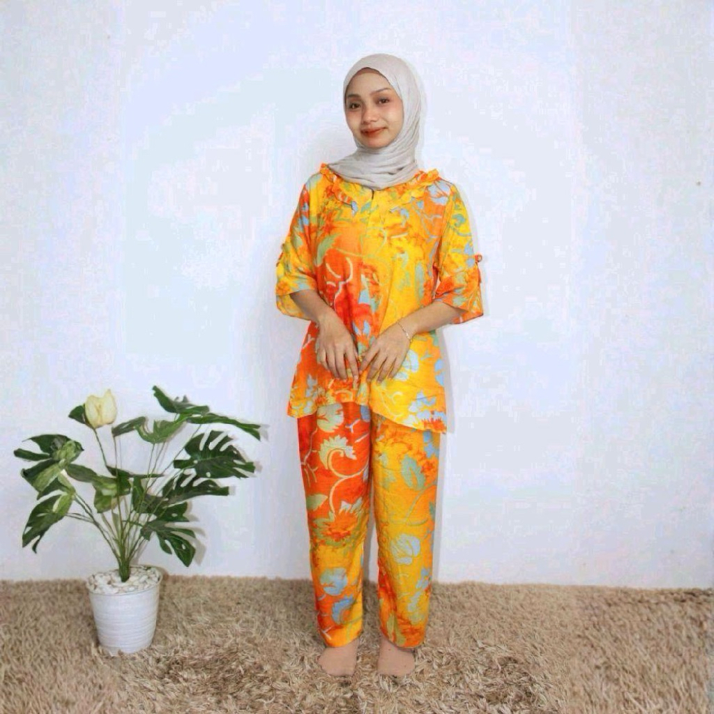 Laurella - Setelan Celana Panjang Sabrina Galaxy Tersanjung Batik Pekalongan Baju Celana Nyaman Panj