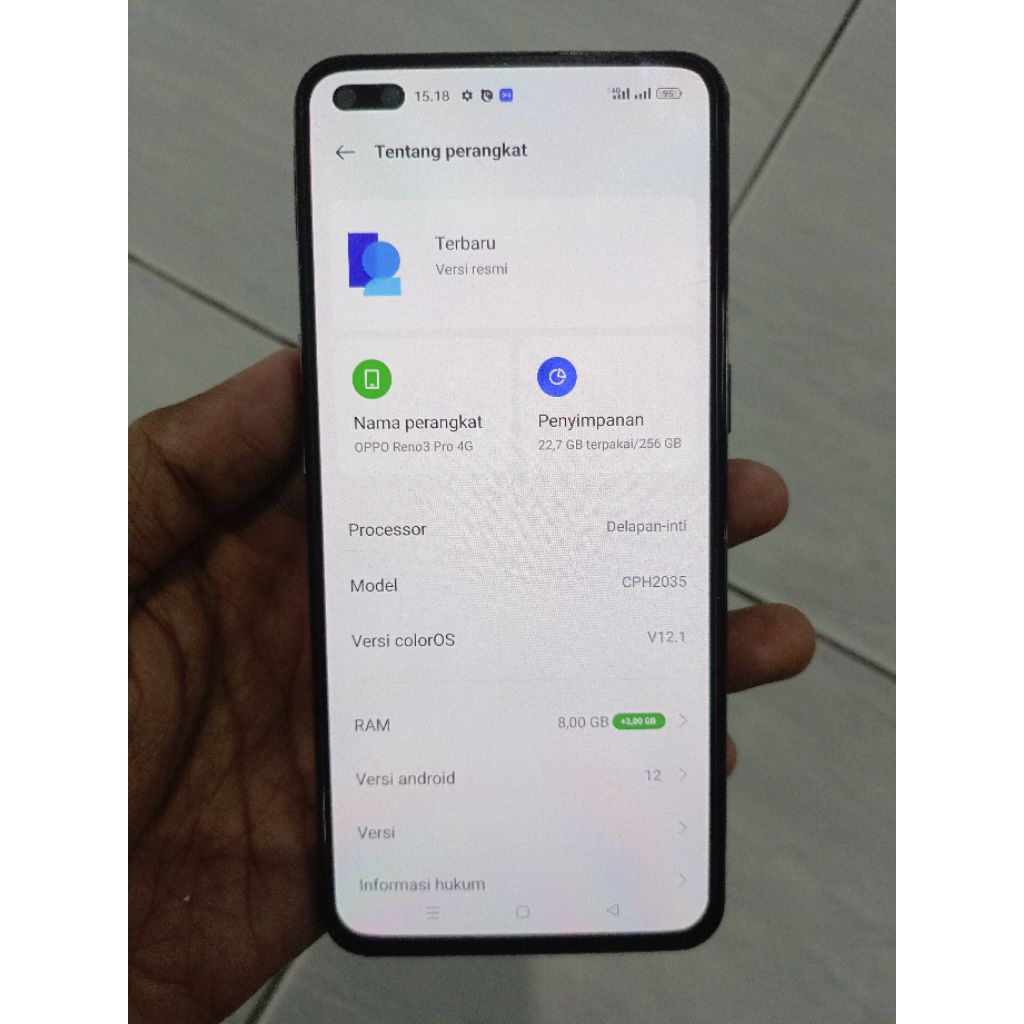 mesin oppo reno 3 pro 8/256 ori normal