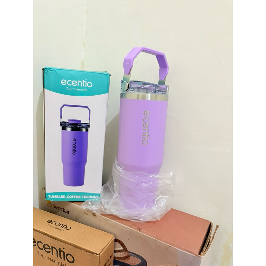 ecentio tumbler Stainless 900ml Portable aesthetic termos lucu Botol minum besar tas tumbler tahan p