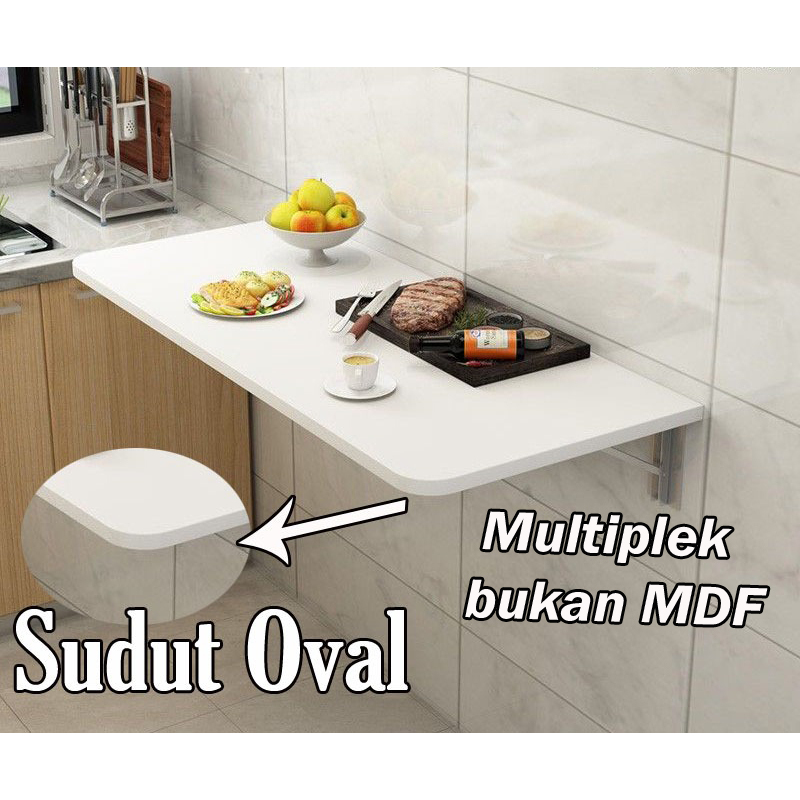 (KOMPLIT)Meja Lipat Dinding Meja Laptop Meja Komputer Meja Kerja SUDUT OVAL(WAJIB BELI PACKING TAMBA