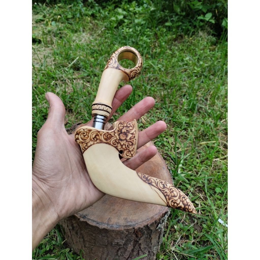 kerambit minang kayu kopi lukis metode sungging