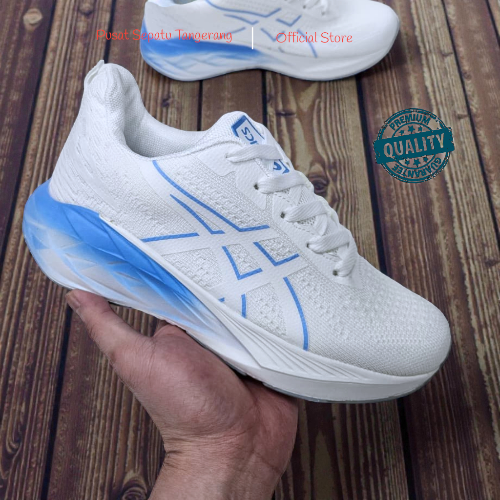 ASICS NOVABLAST WHITE BLUE 40-44 SEPATU RUNNING PRIA WANITA TERBARU TERLARIS