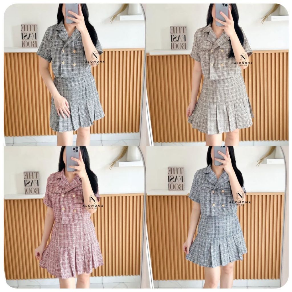 HIPNO ONE SET PAKAIAN WANITA BAJU IMLEK CNY CHRISTMAS NATAL MAROON MERAH HITAM HIJAU KONDANGAN