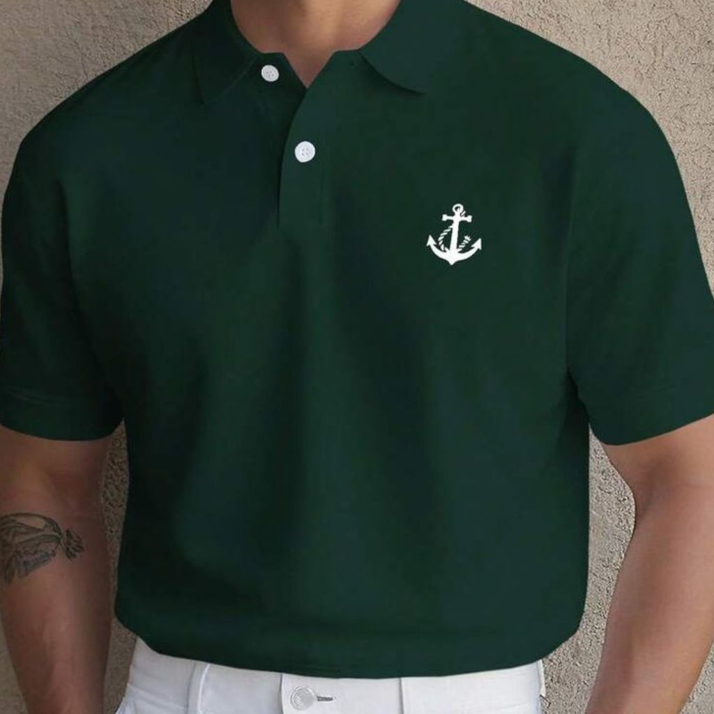 Kaos Polo Pria Big Size S–6XL Lengan Pendek Kerah Casual Warna Hijau Botol Navy Abu Abu & Putih Sabl