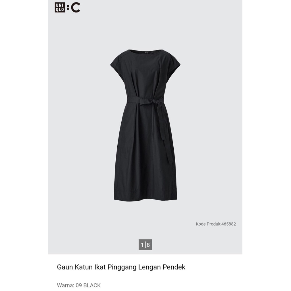 Gaun dress uniqlo second size L black preloved
