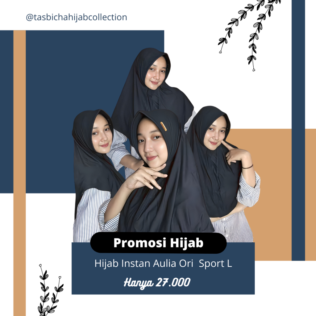 ORI AULIA hijab instan sport size L bahan jersey/ hijab Aulia instan sport /hijab jersey