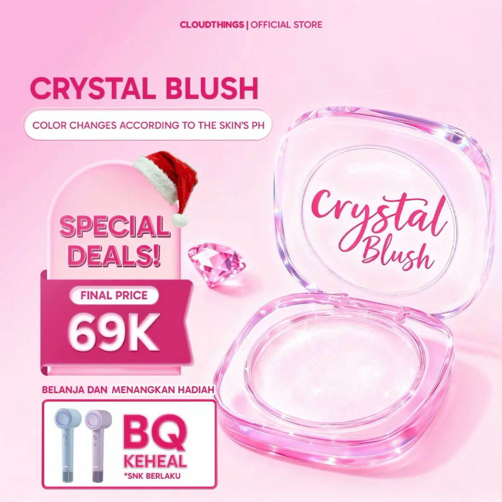 [TOP #1 DI INDONESIA] CLOUDTHINGS - 3in1 Crystal Blush / Blush On Transparan yang Berubah Warna Sesu
