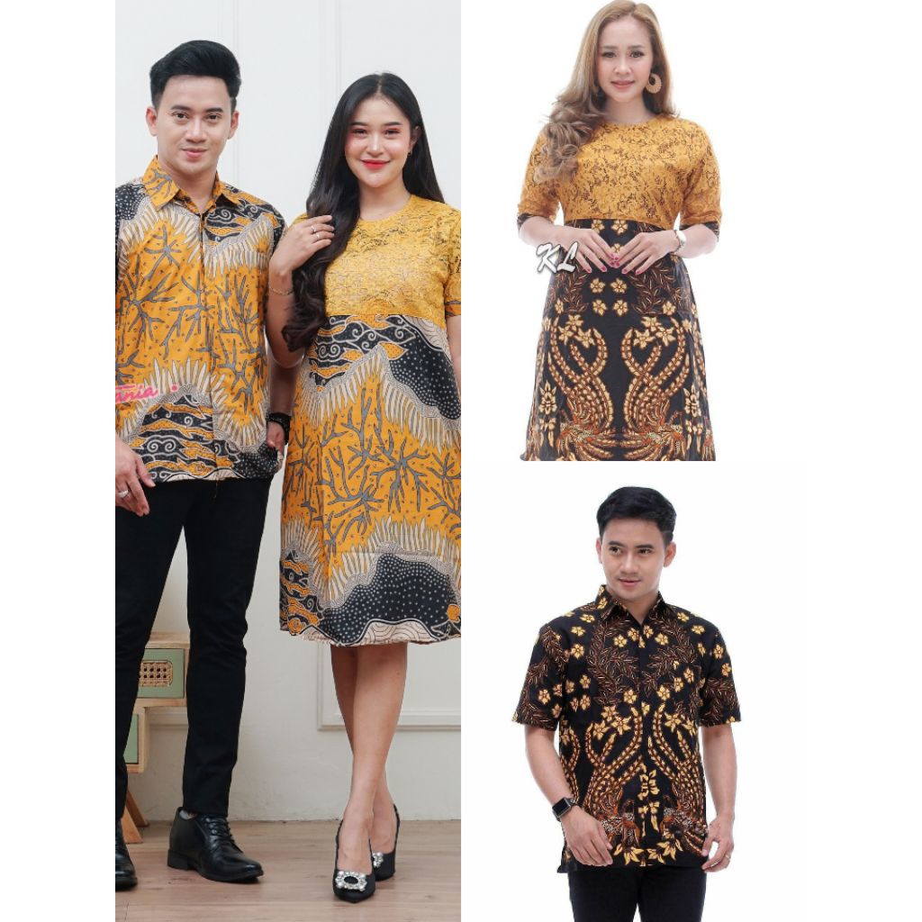 Srh Azzania - Atasan Baju Batik Couple Keluarga Hem Dress Brokat Ziper Baju Natal  Ayah Ibu Anak Mot