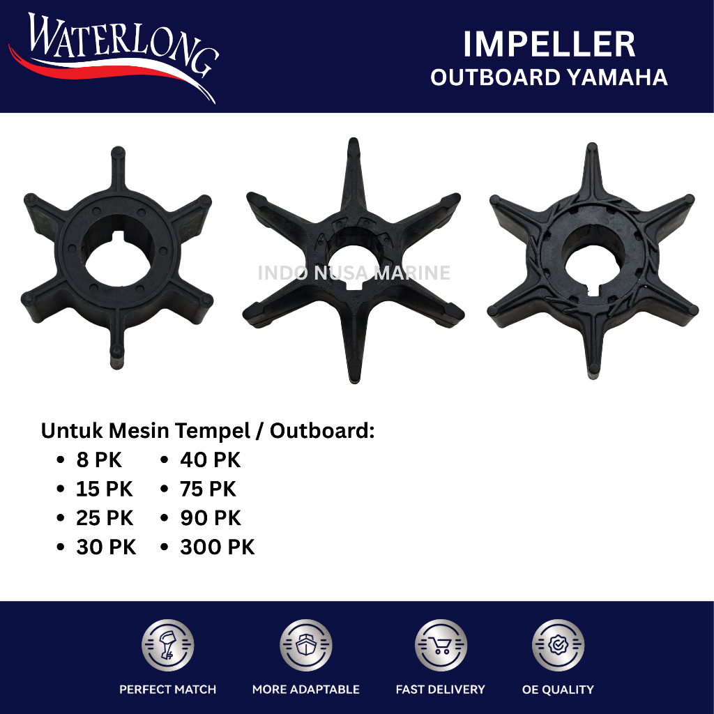 WATERLONG IMPELLER YAMAHA 8 15 25 30 40 75 90 300 PK Ourboard / Mesin Tempel 6F5-44352-01/63V-44352-