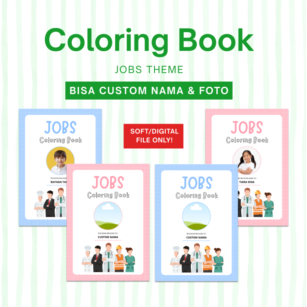 [SEKELAS] Coloring Book Jobs (Pekerjaan) Anak 4-6 Tahun | Buku Mewarnai PAUD, TK, SD | Printable PDF