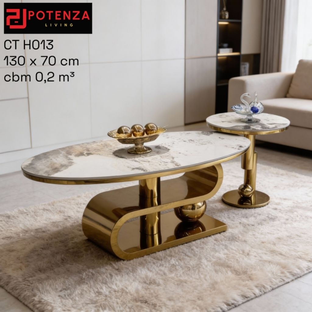 POTENZA Meja Tamu Keramik Modern Minimalis CT | Meja Besi Modern