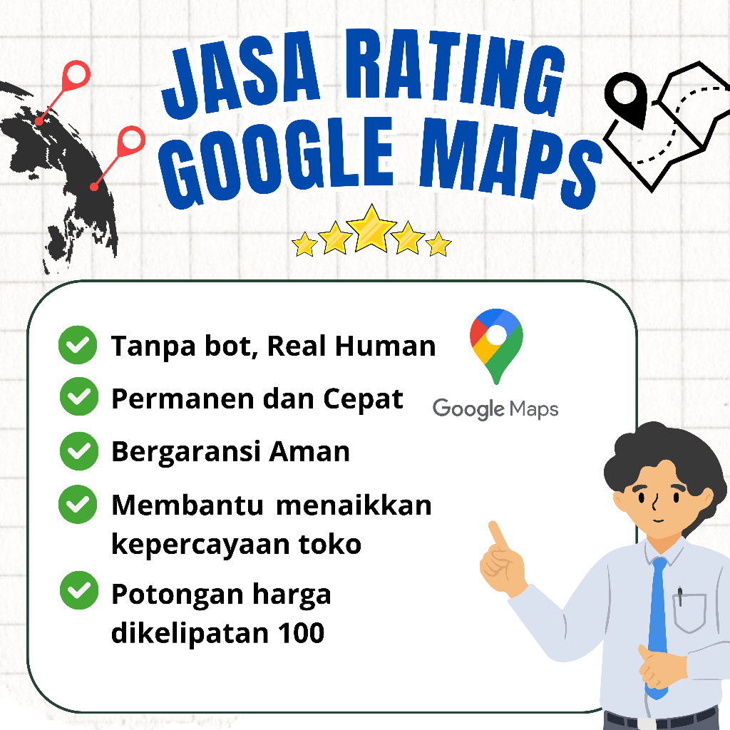 Jasa review rating ulasan google maps l Rating google maps permanen real human