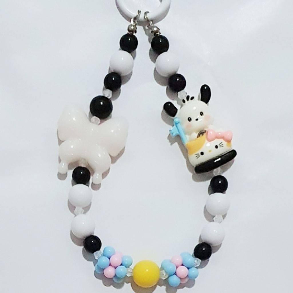 SERBA HITAM STRAP PHONE, GANTUNGAN HP, GANCI, GANTUBGAN TAS DAN TUMBLER MANIK KARAKTER LUCU MURAH