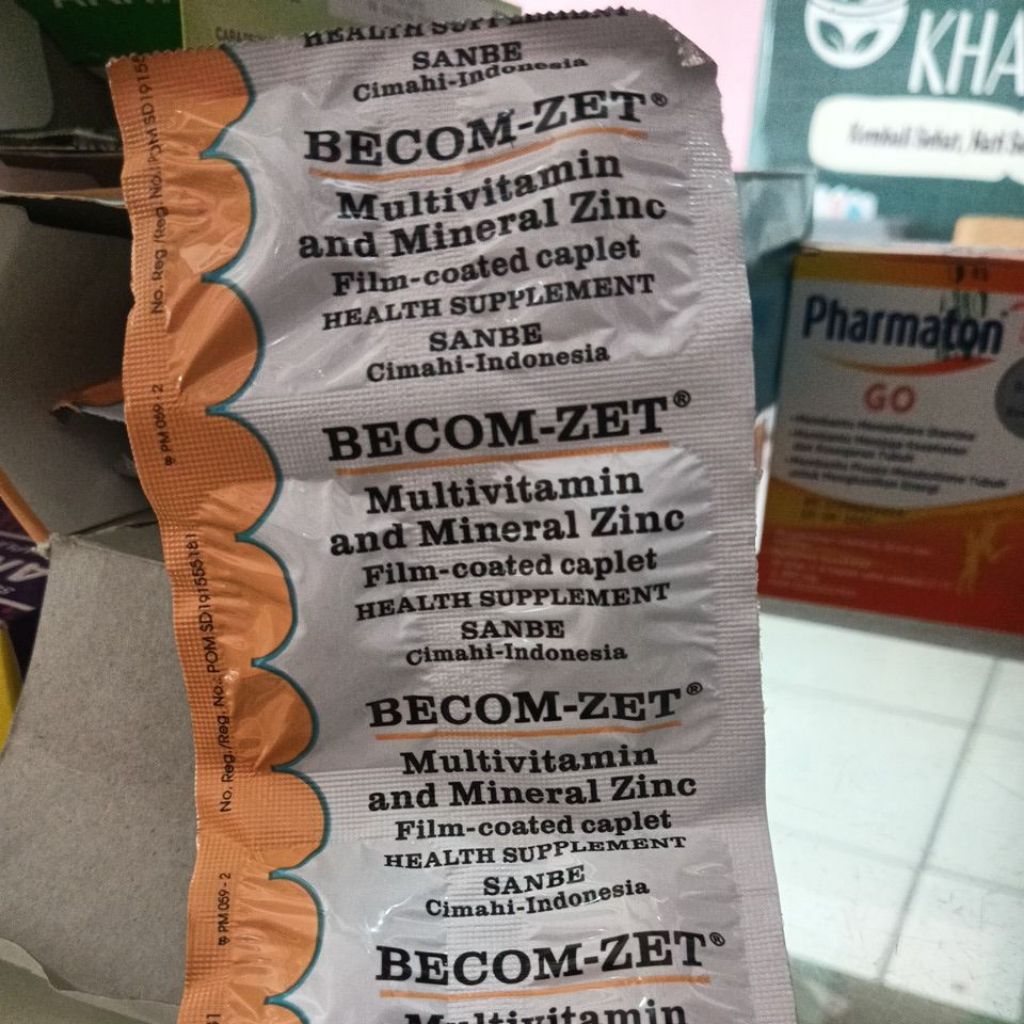 Multivitamin Becom-Zet 1 Strip 10 Kaplet - Suplemen Vitamin B, C, E, dan Zinc