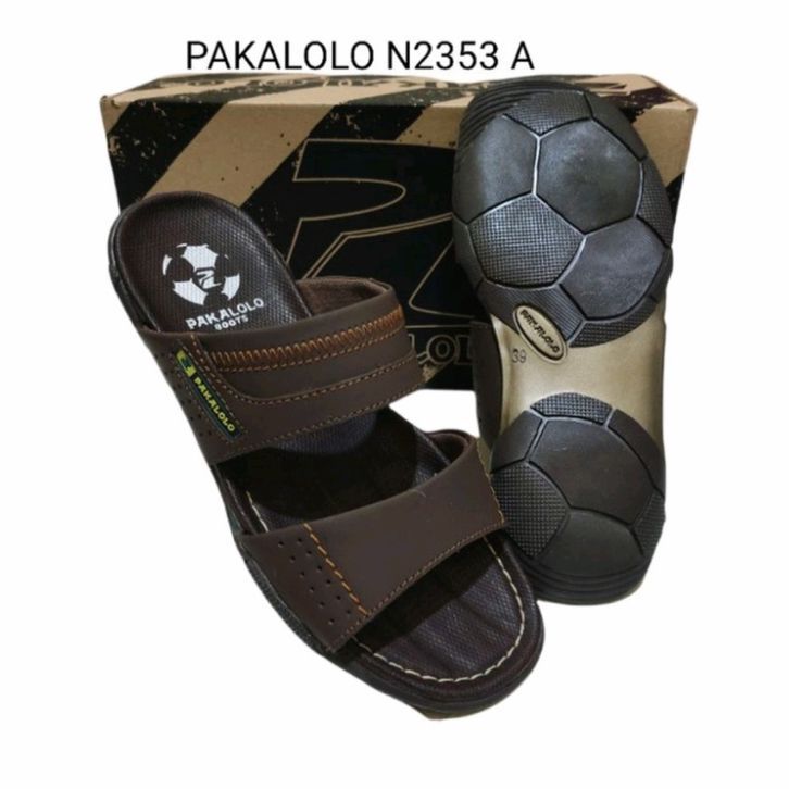 SANDAL SLOP PAKALOLO N-2321 COKLAT LEATHER - SANDAL SLOP PRIA TERBARU 2026 - SENDAL CASUAL PRIA