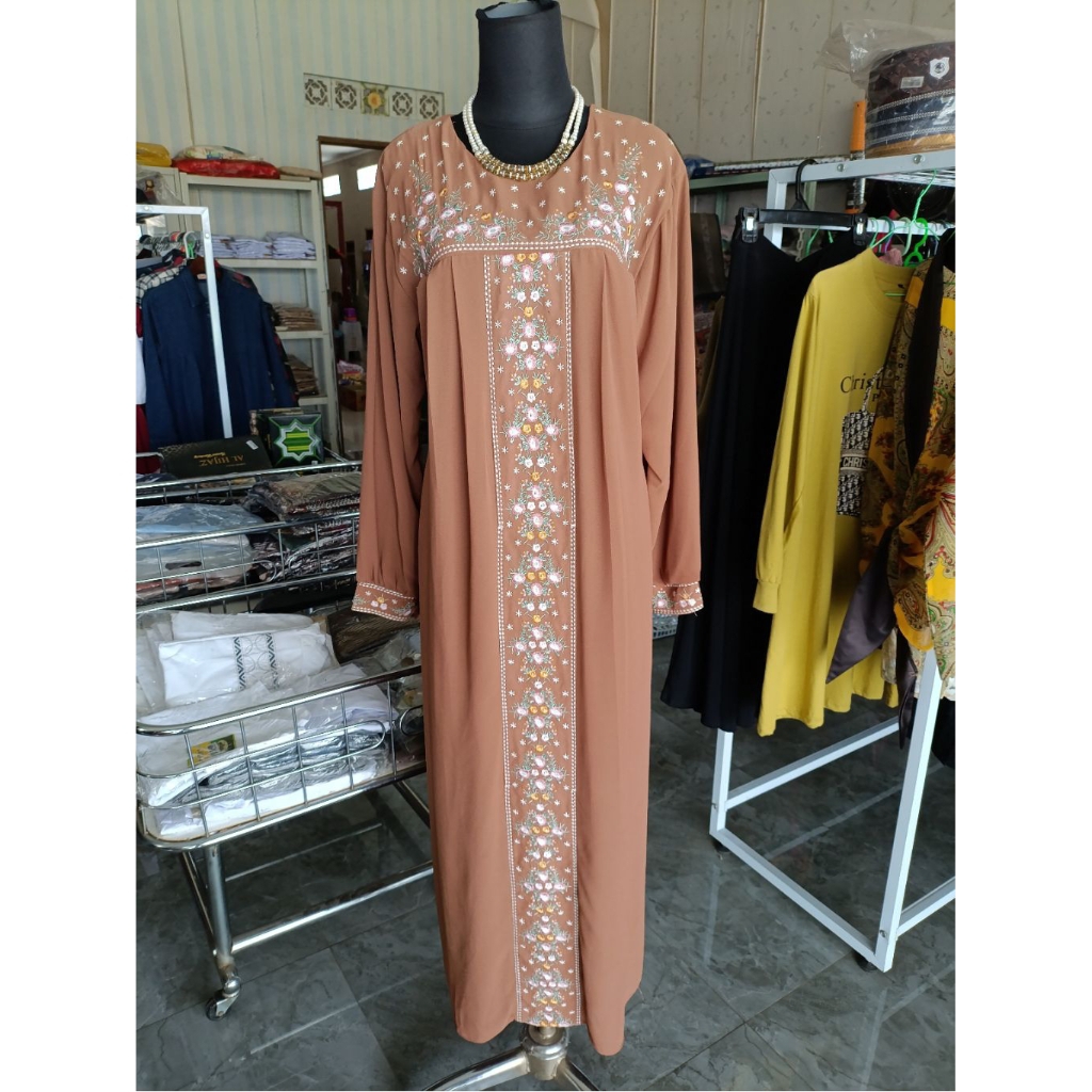 Gamis Ceruti Bordir Rempel Elegant