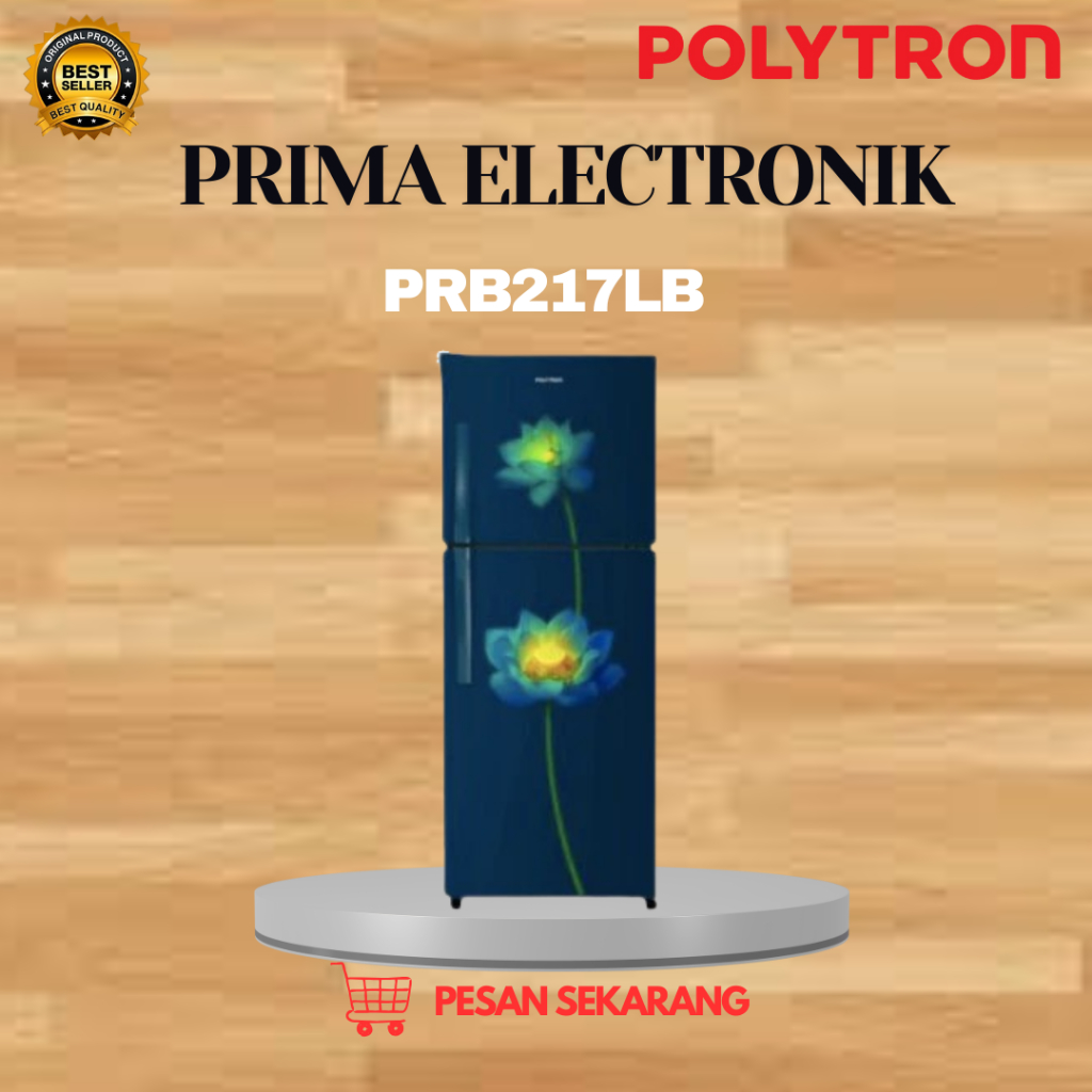 POLYTRON Kulkas 2 Pintu Beauty Steel PRB 217LB 210L/PRB-217LB/PRB 217LB/POLYTRON/KULKAS POLYTRON/KUL
