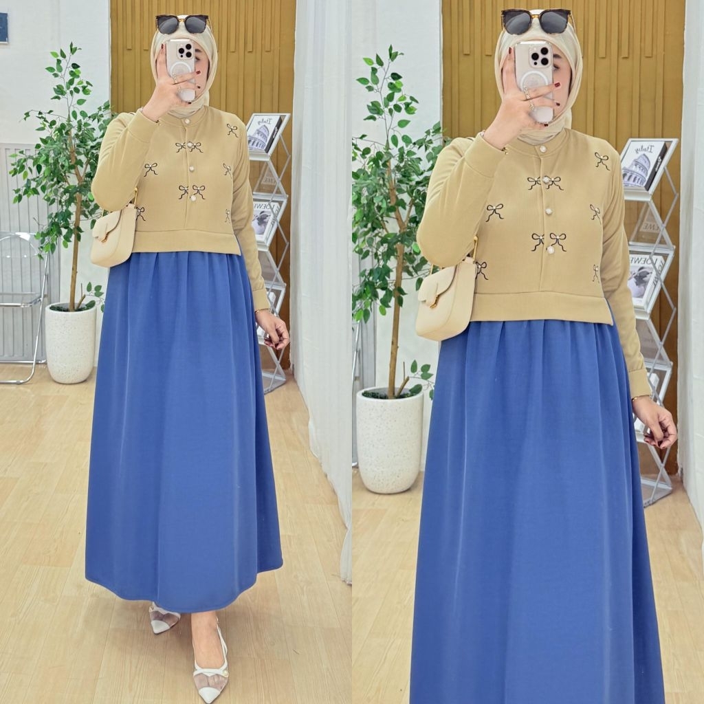 Diya Fashion | Kayla Dress knit bordir pita busui cantik murah