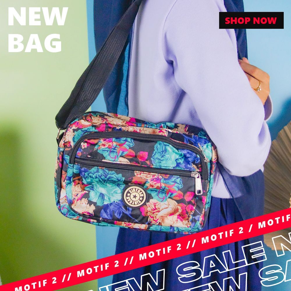TAS SELEMPANG WANITA NIKITA BAG TERBARU - TAS BAHU MOTIF BUNGA NYLON IMPORT PREMIUM - SHOULDER BAG M