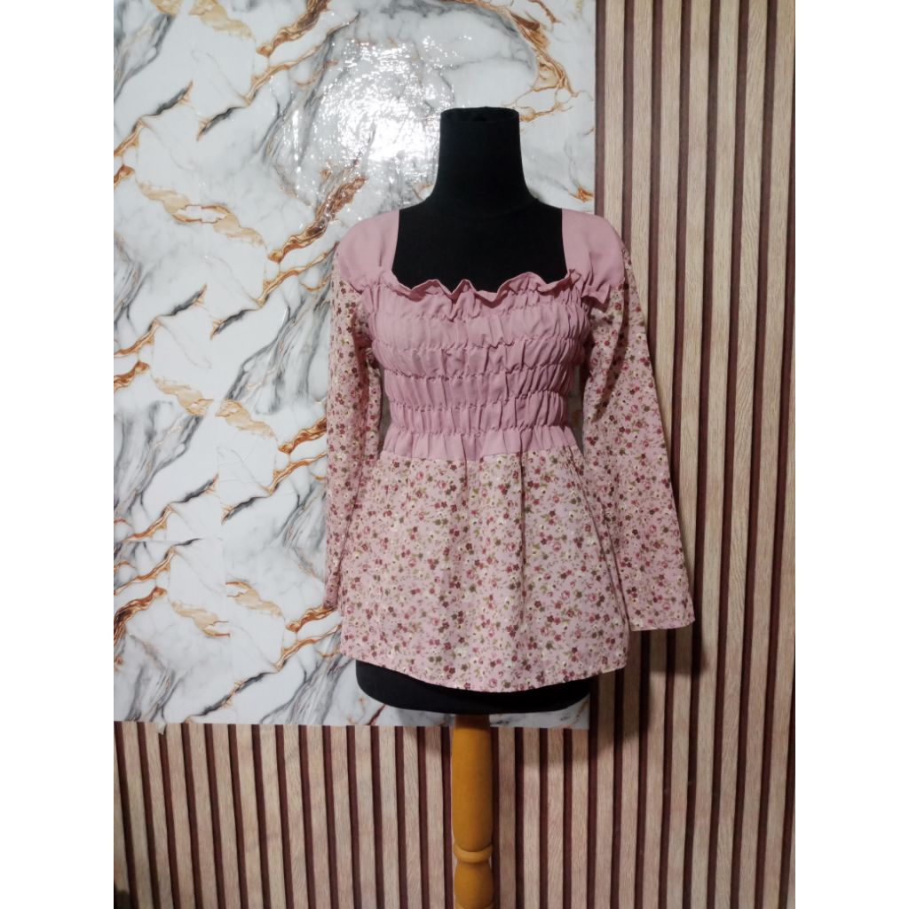Atasan Wanita Blouse Sabrina motif bunga