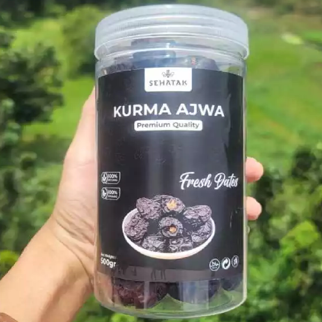 Sehatak - Kurma Ajwa 500 Gram Asli Madinah Premium Grade 1 Kurma Nabi Manis Lembut Original
