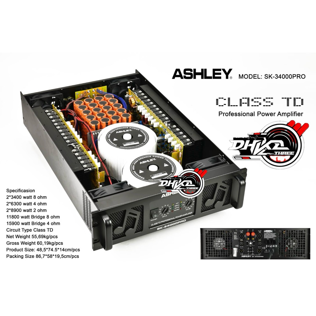 POWER ASHLEY SK34000 PRO DOUBLE TRAFO / Power Ashley Sk34000Pro double trafo orignal / Power Ashley 