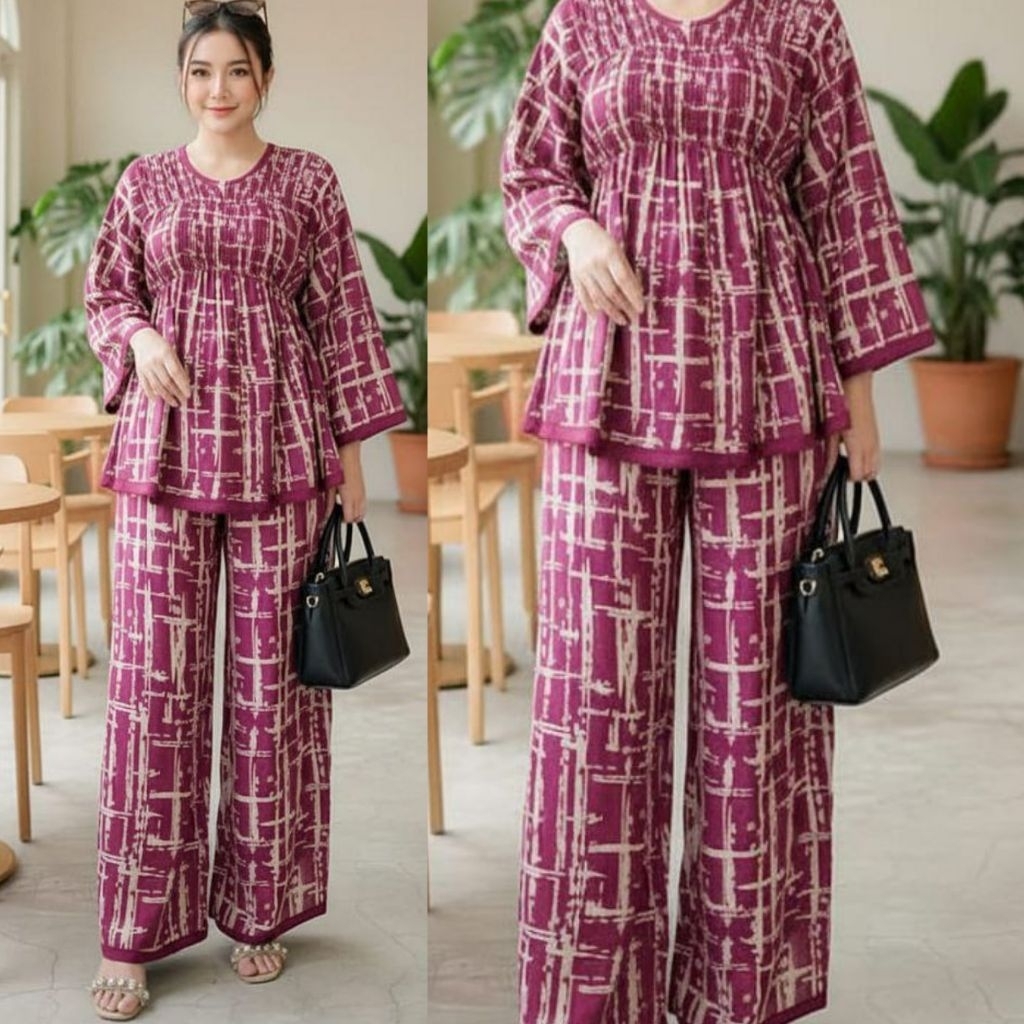 MEDINA SET SETELAN CPLP PANJANG KULOT SMOK DADA MOTIF PAGAR BUSUI ONESET WANITA KEKINIAN ADEM NYAMAN