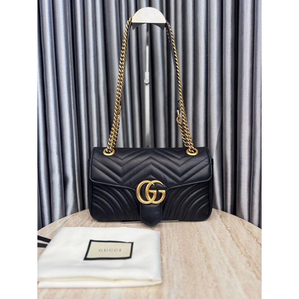 (PRELOVED) Gucci Marmont Small Black GHW (26cm)
