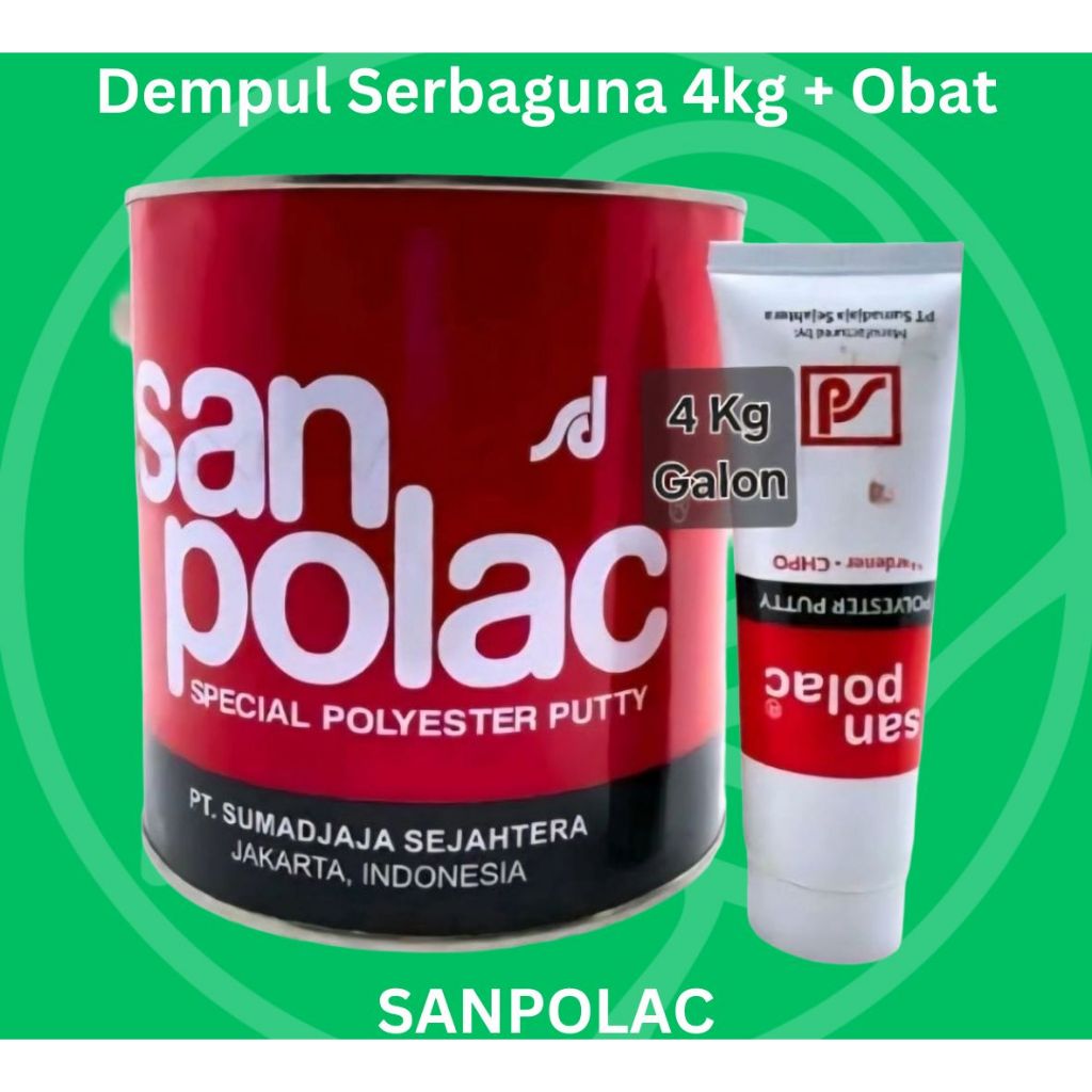 SANPOLAC Dempul Serbaguna 4kg + Obat Dempul Sanpolac 4KG plus Obat
