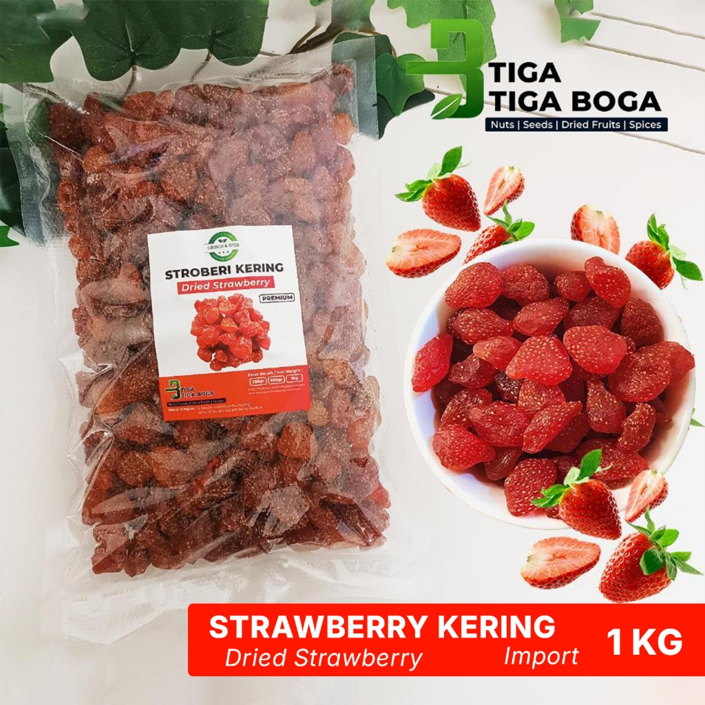 Buah Stroberi Kering 1 Kg / Dried Strawberry Premium Quality Import