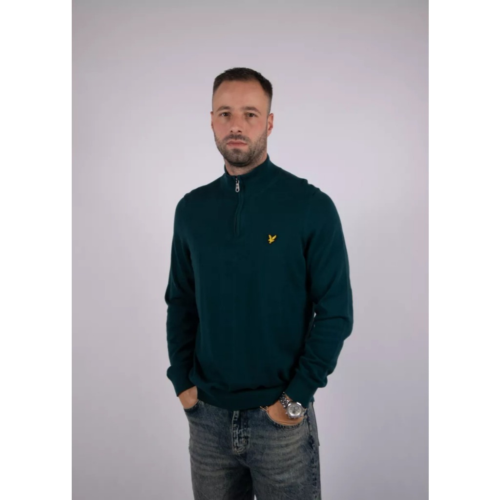 Lyle & Scott Cotton Quarter Zip Jumper (Teal) Original