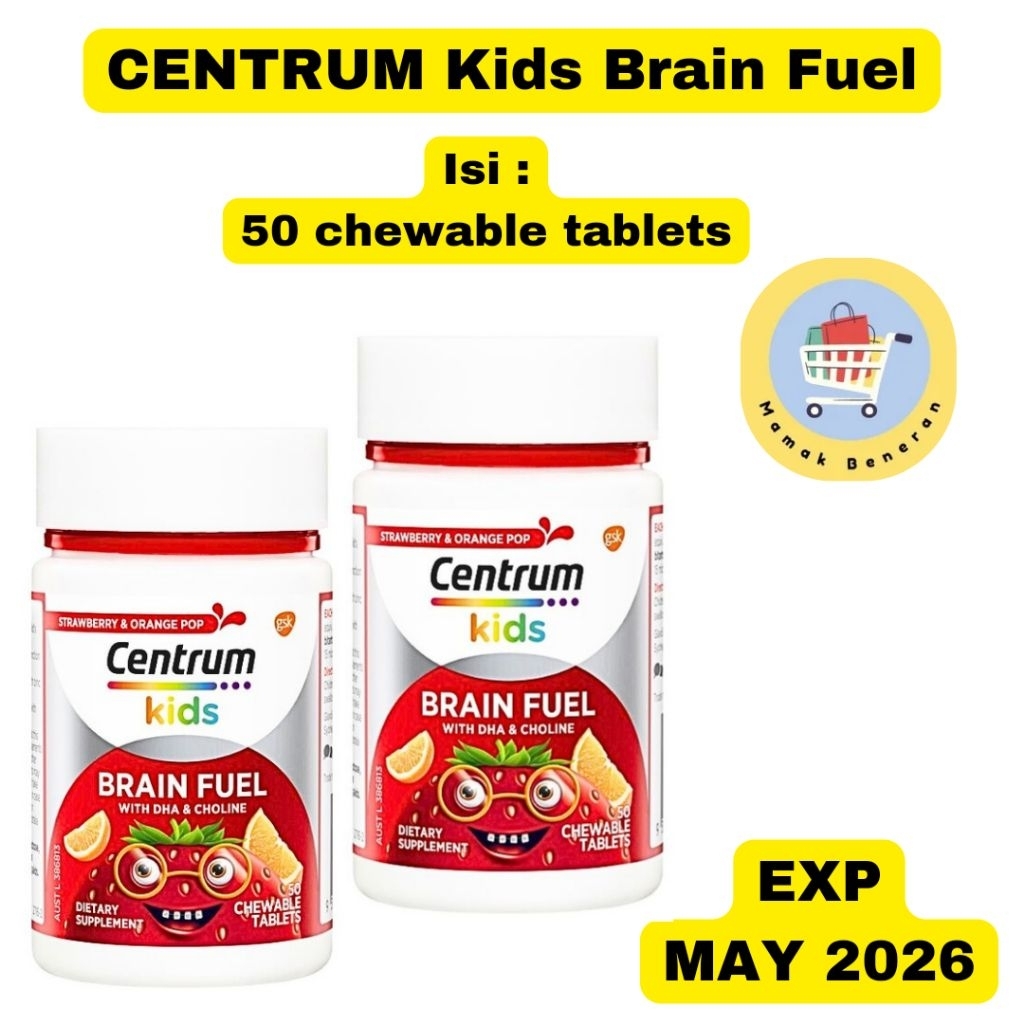 Centrum Kids Brain Fuel vitamin suplemen otak kecerdasan anak isi 50 chewable tabs