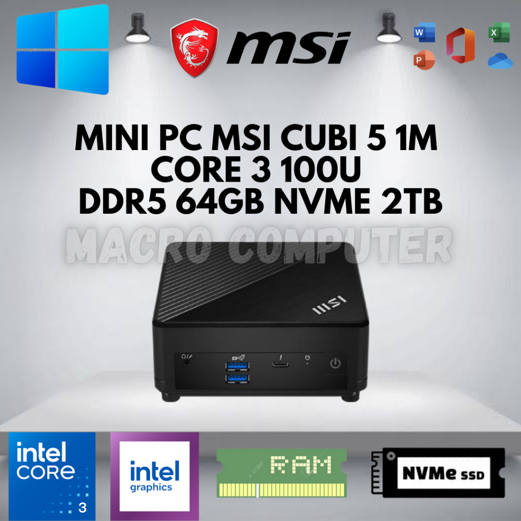 MINI PC MSI CUBI 5 1M CORE 3 100U FULLSET +RAM +SSD | MSI CUBI CORE 3 100U