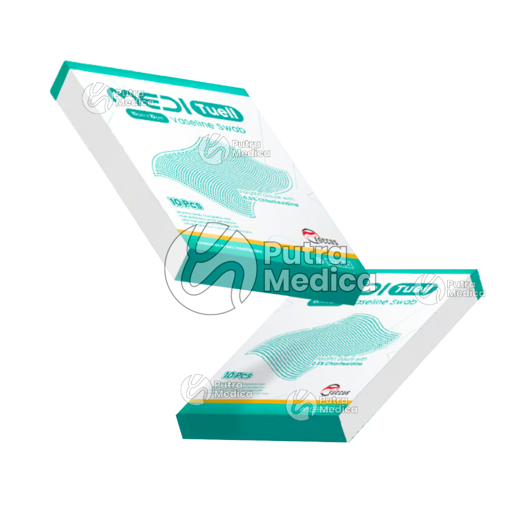 Foccus MediTuell Vaseline Swab 10cm x 10cm - 1 Box / Kasa Antiseptik Penutup Luka / Kassa Jaring