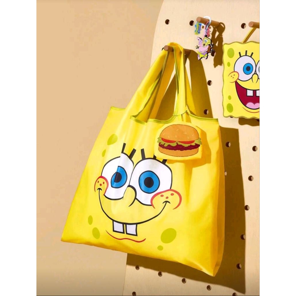 SpongeBob SquarePants | SHEIN 1 Cute Cartoon Character Print Foldable Shopping Bag, Tote Bag, With S