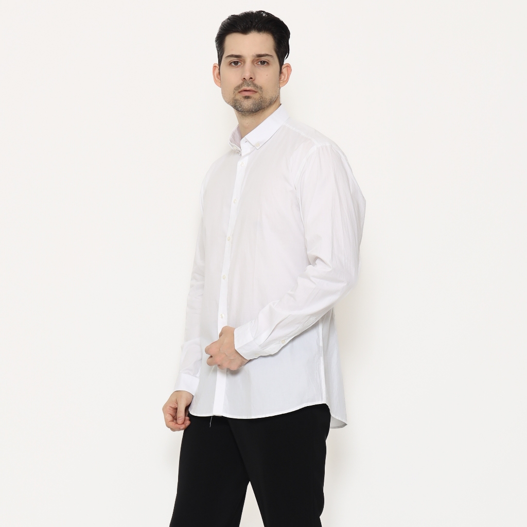 SCHOELLER PARKSON-MLS Kemeja Formal Pria Putih Slim Fit Lengan Panjang Kerah Button Down