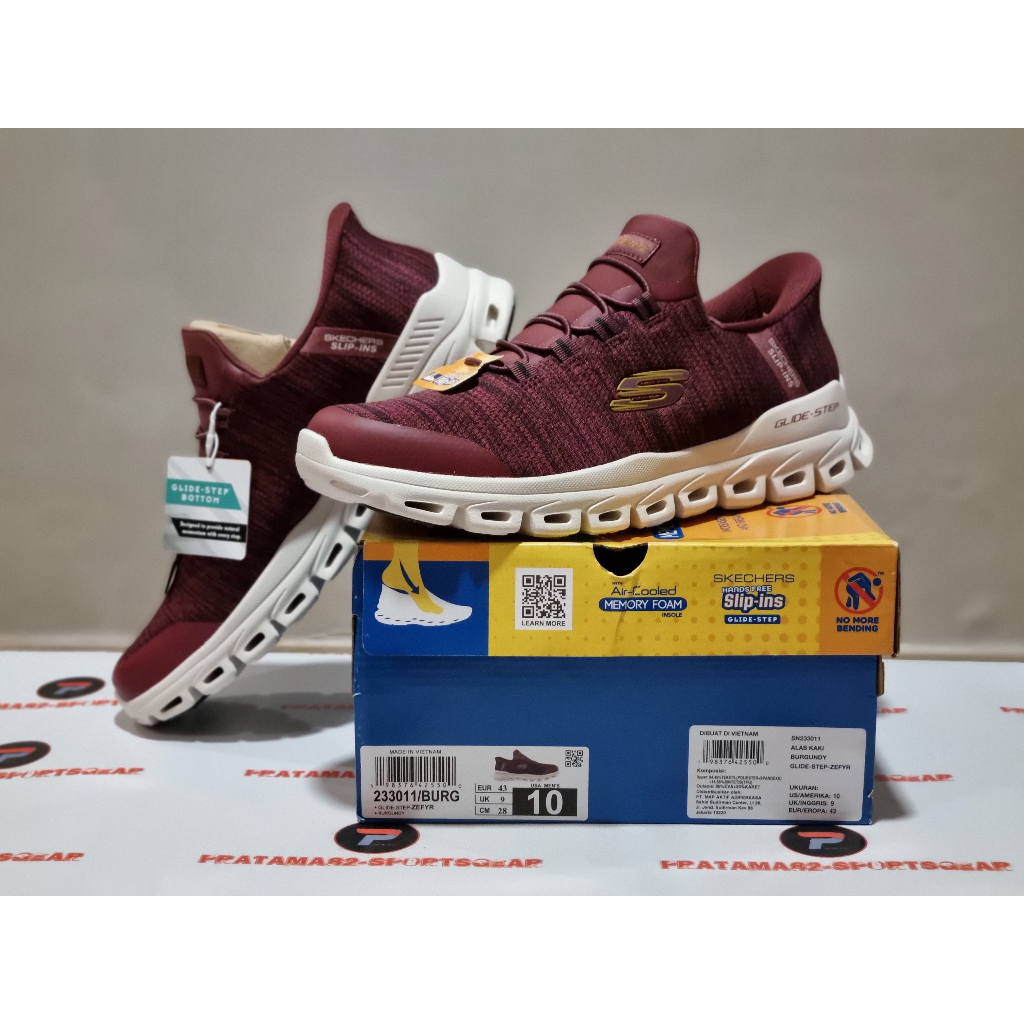 SIZE 41 ( 26 CM ) ORIGINAL ASLI SKECHERS SLIP-INS GLIDE STEP ZEFYR ON SEPATU SPORT CASUAL PRIA MERAH
