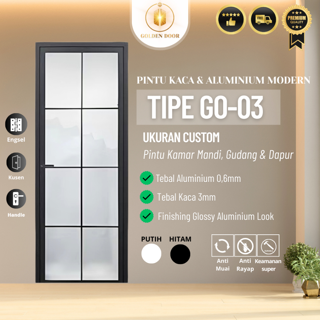 Custom Pintu Aluminium, Pintu Kamar Mandi, Pintu Toilet, Pintu Indoor, Pintu Outdoor
