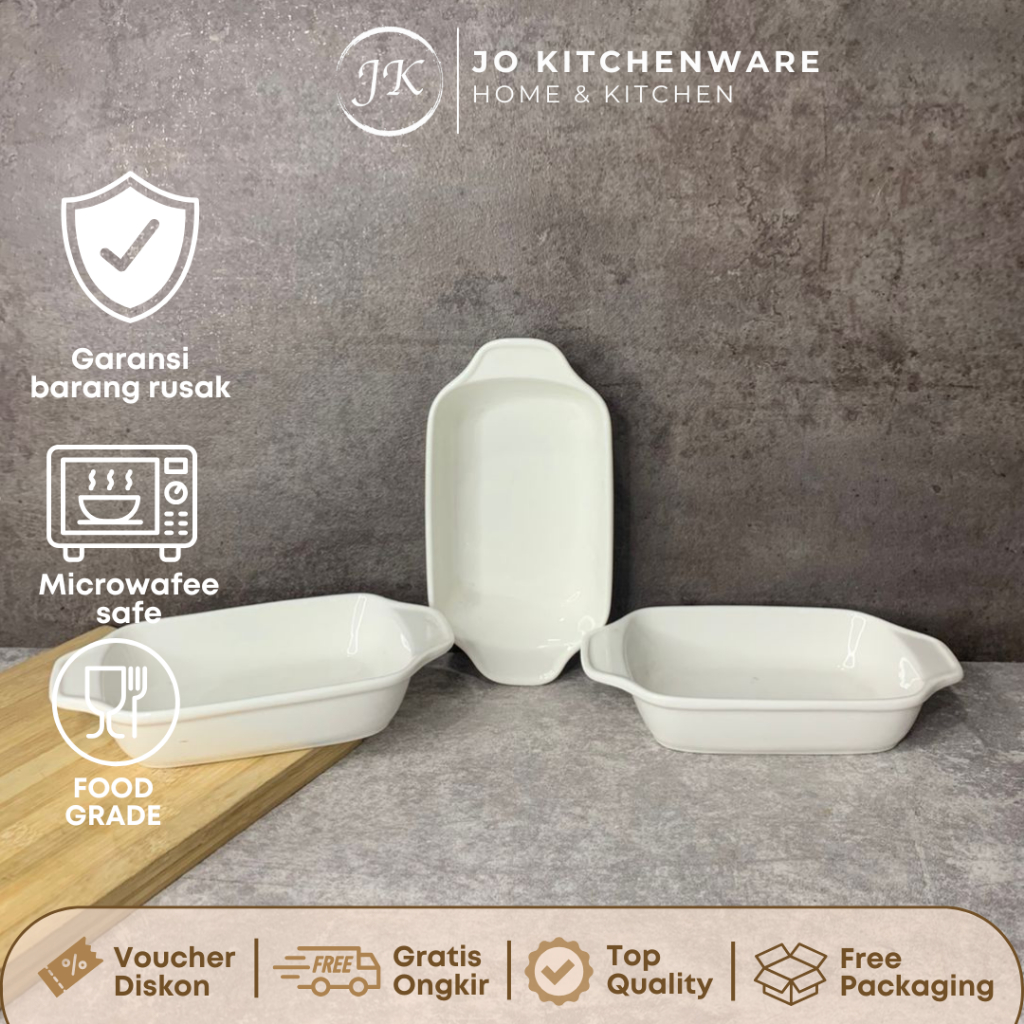 Mangkok Segi With Ear Segi  Keramik Premium Putih Polos hotelware serbaguna JJ662/JJ394