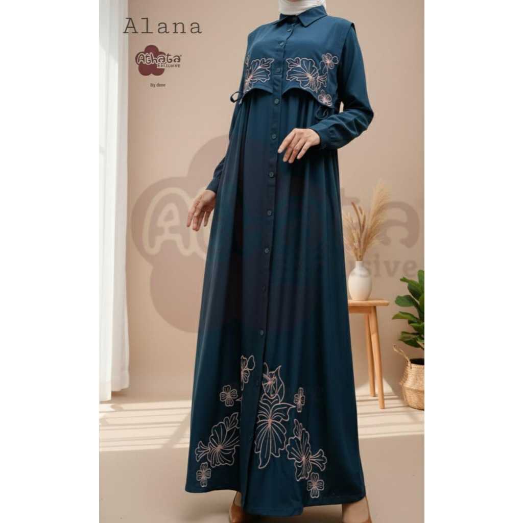 GAMIS ROMPI ALANA MAXY DRESS ORIGINAL ATHATA EXCLUSIVE/GAMIS REMAJA MUSLIMAH TERBARU VARIASI BORDIR 
