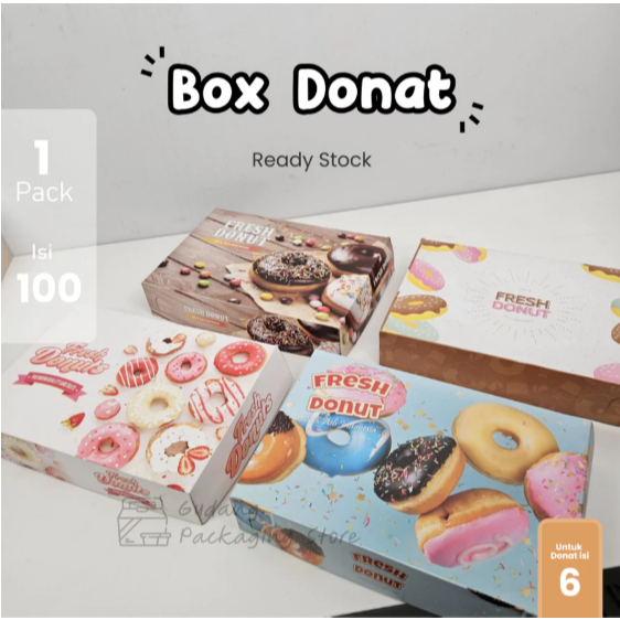 100 Pcs / Donat isi 6 / Dus Donat / Box Donat / Ivory (dalam nya sudah warna putih)